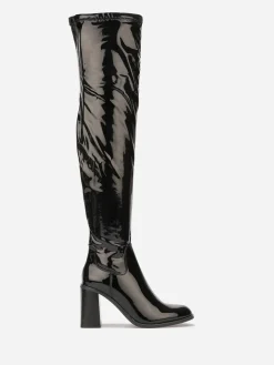 Hot La Modeuse Cuissardes vernies à talon Noir