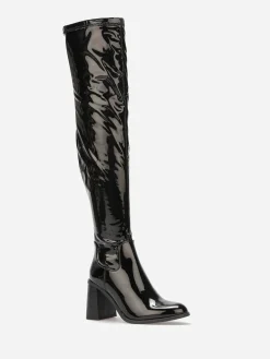 Hot La Modeuse Cuissardes vernies à talon Noir