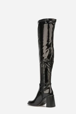Hot La Modeuse Cuissardes vernies à talon Noir