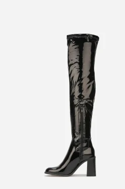 Hot La Modeuse Cuissardes vernies à talon Noir