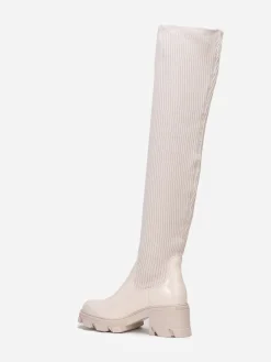 La Modeuse Cuissardes vernies et effet chaussettes Beige