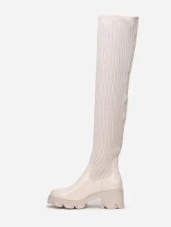 La Modeuse Cuissardes vernies et effet chaussettes Beige