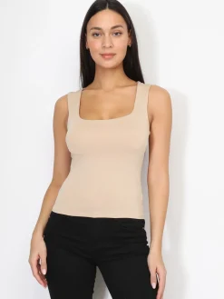 New La Modeuse Débardeur ajusté à col carré Beige