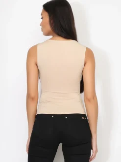 New La Modeuse Débardeur ajusté à col carré Beige