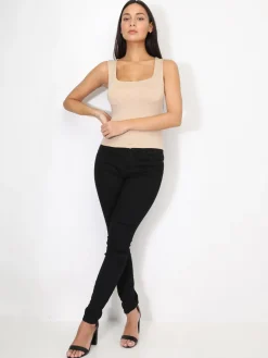 New La Modeuse Débardeur ajusté à col carré Beige
