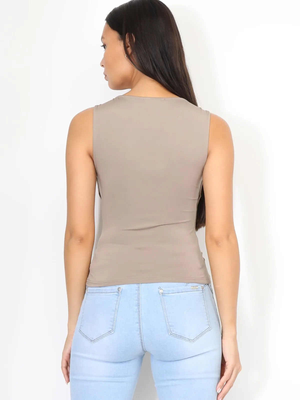 Best La Modeuse Débardeur ajusté à col carré Taupe