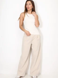 Online La Modeuse Débardeur asymétrique et froncé Beige