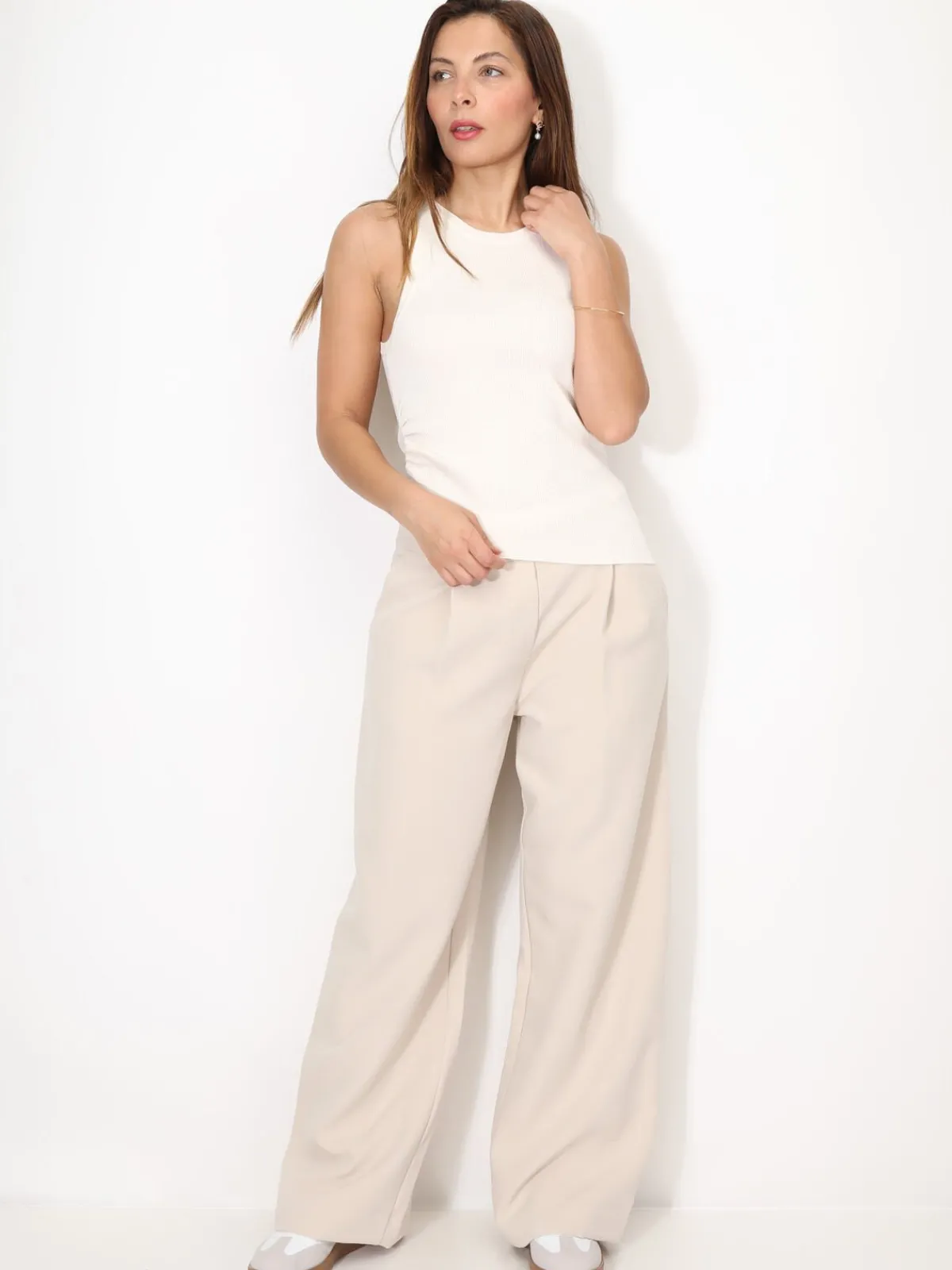 Online La Modeuse Débardeur asymétrique et froncé Beige