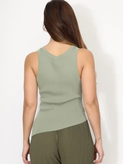 Hot La Modeuse Débardeur asymétrique et froncé Vert