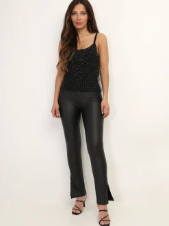Online La Modeuse Débardeur avec filet en résille à strass Noir