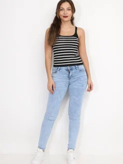 Outlet La Modeuse Débardeur marinière Noir