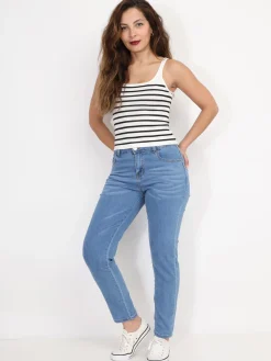 New La Modeuse Débardeur marinière Blanc