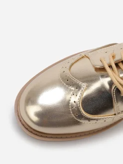 New La Modeuse Derbies en simili à détails ajourés Doré