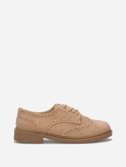 Best La Modeuse Derbies en suédine à détails ajourés Taupe