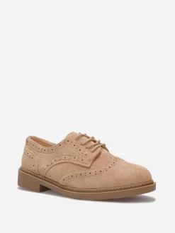 Best La Modeuse Derbies en suédine à détails ajourés Taupe