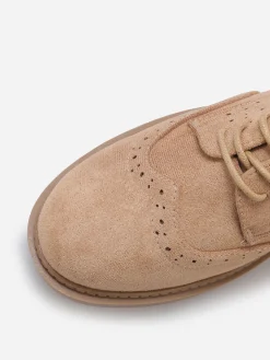 Best La Modeuse Derbies en suédine à détails ajourés Taupe