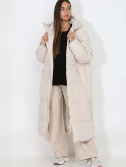 Online La Modeuse Doudoune longue matelassée à capuche Beige