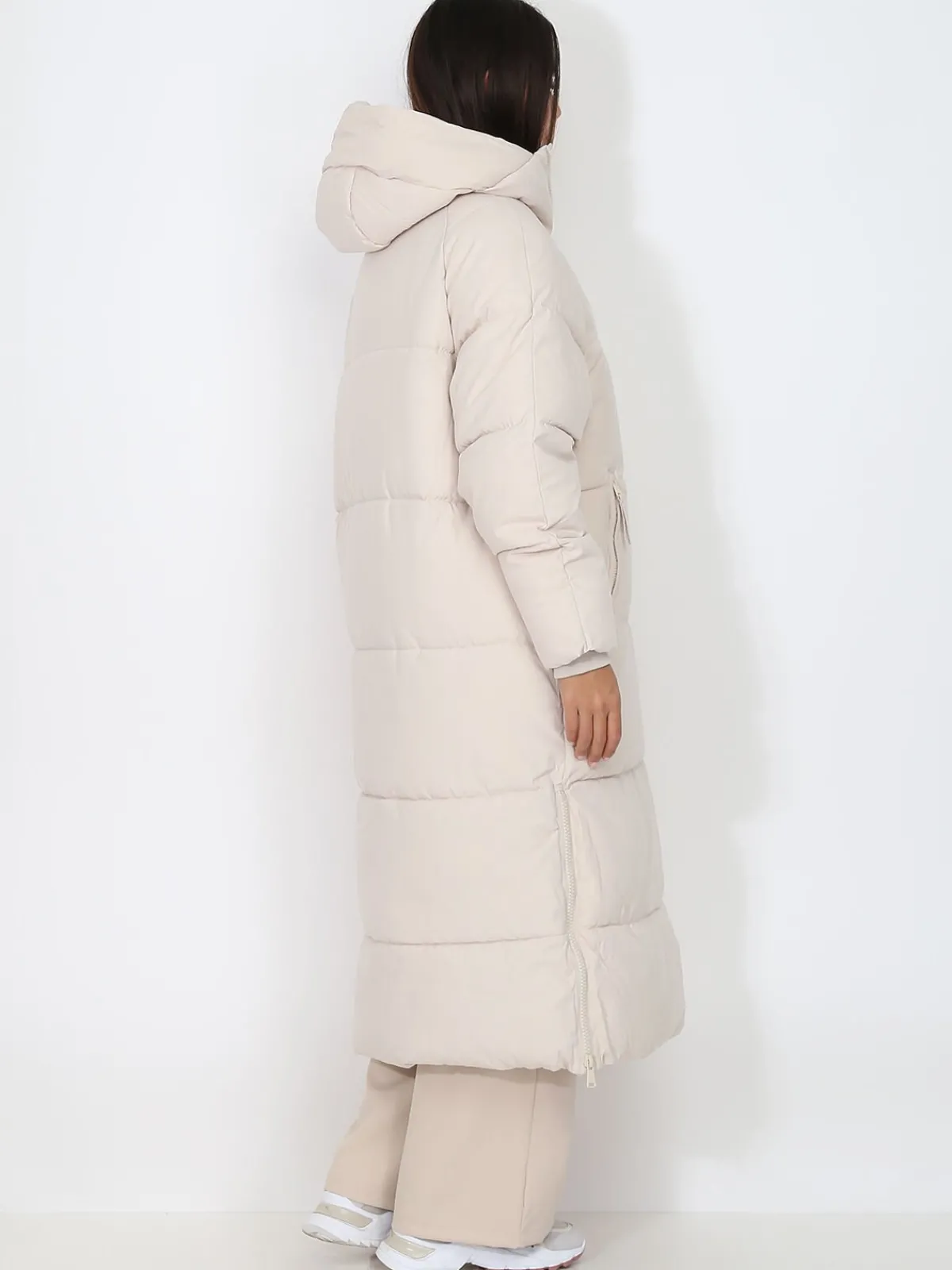 Online La Modeuse Doudoune longue matelassée à capuche Beige