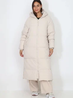 Online La Modeuse Doudoune longue matelassée à capuche Beige