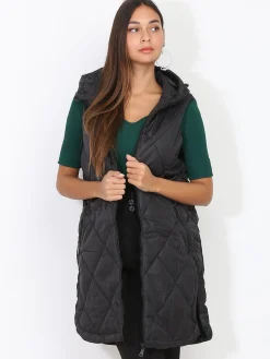 Discount La Modeuse Doudoune matelassée à fentes Noir