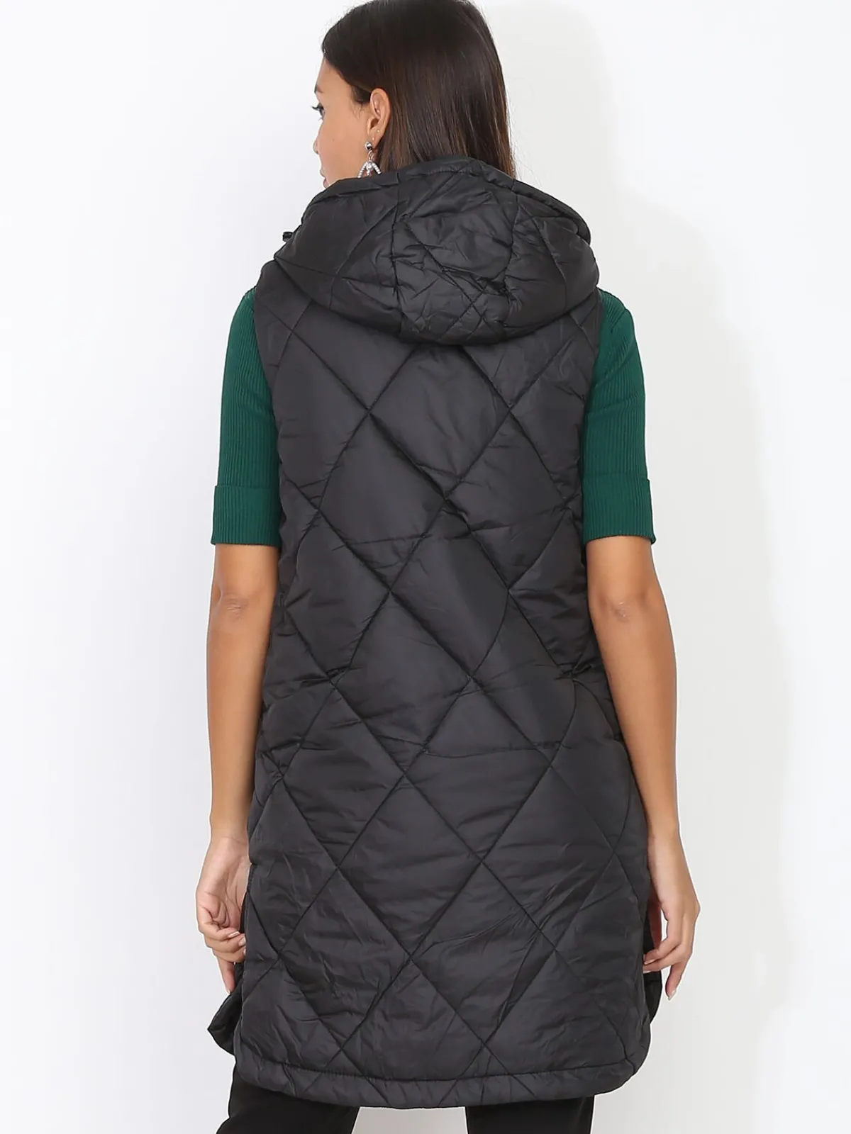Discount La Modeuse Doudoune matelassée à fentes Noir