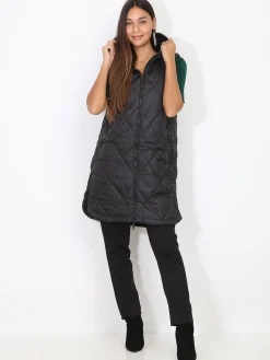 Discount La Modeuse Doudoune matelassée à fentes Noir