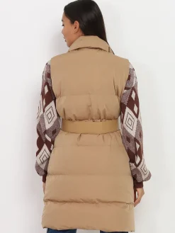 Best La Modeuse Doudoune sans manches avec ceinture Camel
