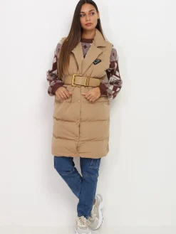 Best La Modeuse Doudoune sans manches avec ceinture Camel