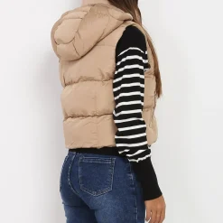 La Modeuse Doudoune sans manches courte Camel