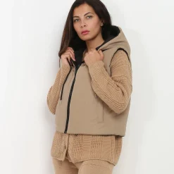 Online La Modeuse Doudoune sans manches réversible Camel