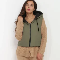 Clearance La Modeuse Doudoune sans manches réversible Kaki