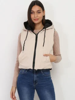 Discount La Modeuse Doudoune sans manches réversible Beige