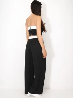 Outlet La Modeuse Ensemble bustier et pantalon à revers Noir