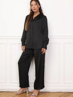 Best La Modeuse Ensemble chemise et pantalon à pince Noir