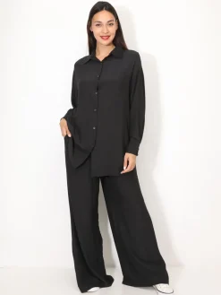 Online La Modeuse Ensemble chemise et pantalon à rayures Noir
