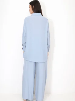New La Modeuse Ensemble chemise et pantalon à rayures BleuClair