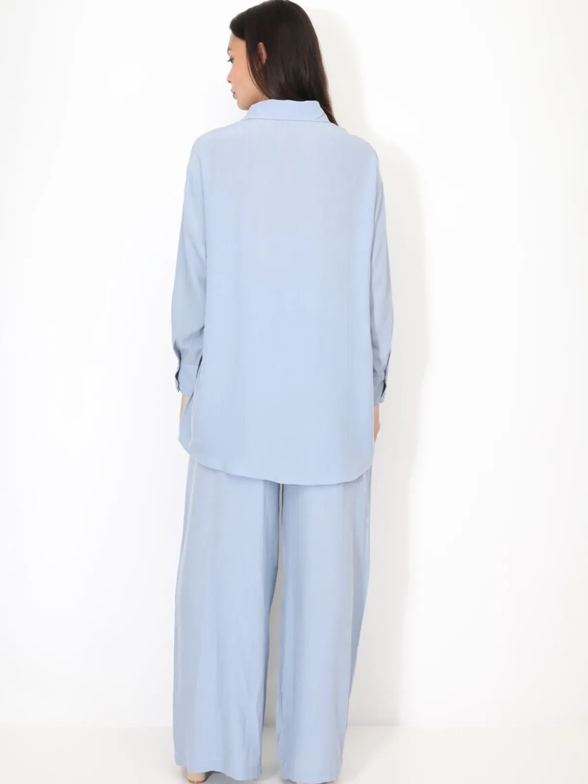 New La Modeuse Ensemble chemise et pantalon à rayures BleuClair