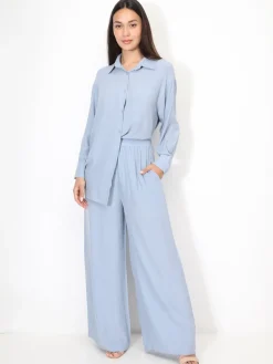 New La Modeuse Ensemble chemise et pantalon à rayures BleuClair