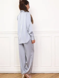 Hot La Modeuse Ensemble chemise et pantalon à pince BleuGivré