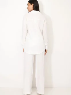Sale La Modeuse Ensemble chemise et pantalon plissés Blanc
