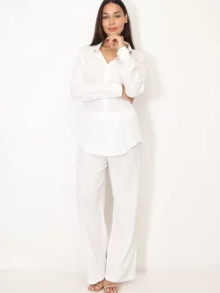 Sale La Modeuse Ensemble chemise et pantalon plissés Blanc