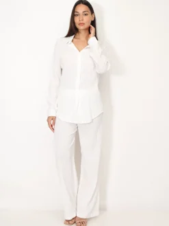 Sale La Modeuse Ensemble chemise et pantalon plissés Blanc