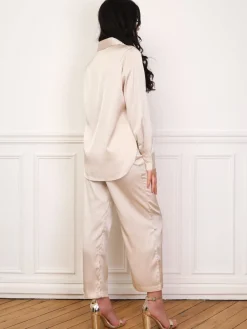 Outlet La Modeuse Ensemble chemise et pantalon à pince Beige
