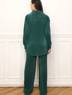 Online La Modeuse Ensemble chemise pantalon plissés Vertfoncé
