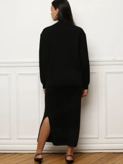 Hot La Modeuse Ensemble jupe longue et cardigan Noir