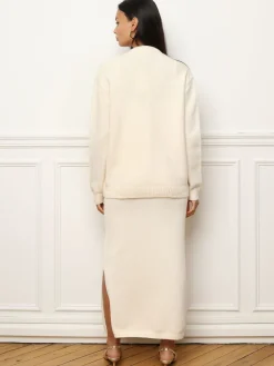Best La Modeuse Ensemble jupe longue et cardigan Blanc