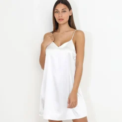 New La Modeuse Ensemble kimono et nuisette s satinés Blanc