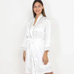 New La Modeuse Ensemble kimono et nuisette s satinés Blanc
