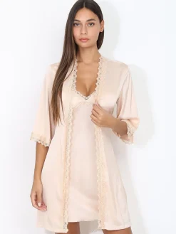 Hot La Modeuse Ensemble nuisette et kimono à dentelle Dorérose