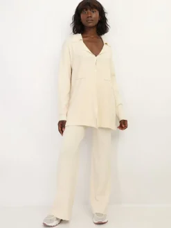 Sale La Modeuse Ensemble pantalon et cardigan en maille Beige